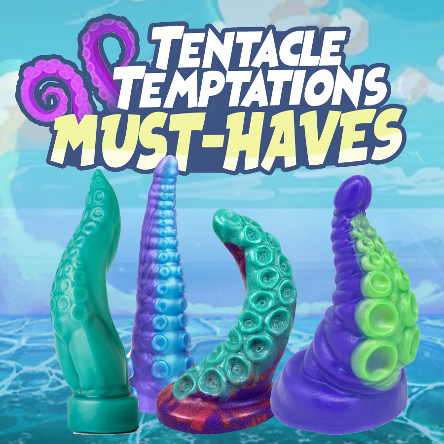 Variety of tentacle sex toys in vibrant colors and shapes